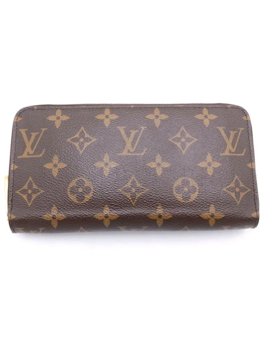 Louis Vuitton Monogram Zippy Wallet Brown Leather Gold